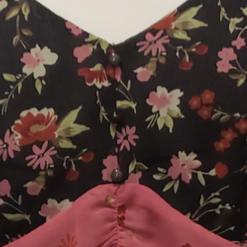 LOFT V-neck Fit & Flare Sleeveless Blouse Brown Pink Floral Empire Waist Boho - Picture 5 of 9